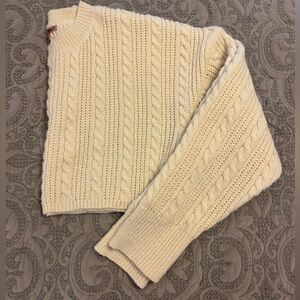 Boxy cropped cable knit sweater